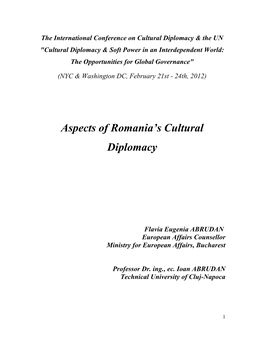 Aspects of Romania's Cultural Diplomacy