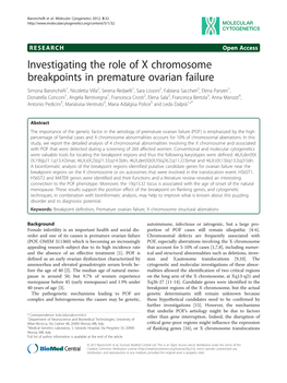 Investigating the Role of X Chromosome Breakpoints In