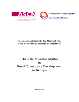 The Role of Social Capital in Rural Community Development in Georgia