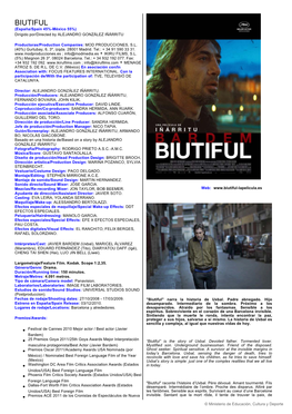 BIUTIFUL (España/Spain 45%-México 55%) Dirigido Por/Directed by ALEJANDRO GONZÁLEZ IÑÁRRITU