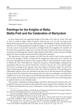 Paintings for the Knights of Malta. Mattia Preti and the Celebration of Martyrdom