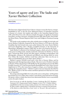 The Sadie and Xavier Herbert Collection