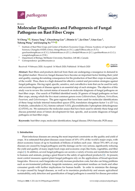 Molecular Diagnostics and Pathogenesis of Fungal Pathogens on Bast Fiber Crops