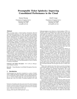 Preemptable Ticket Spinlocks: Improving Consolidated Performance in the Cloud