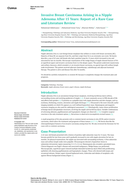 Invasive Breast Carcinoma Arising in a Nipple Adenoma After 15 Years: Report of a Rare Case and Literature Review