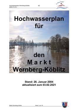 Hochwasserplan Für Den M a R K T Wernberg-Köblitz