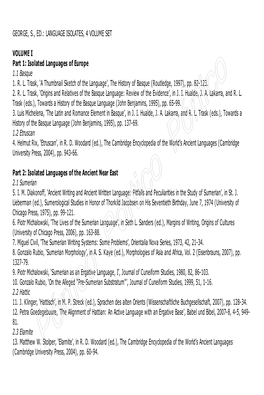 George, S., Ed.: Language Isolates, 4 Volume