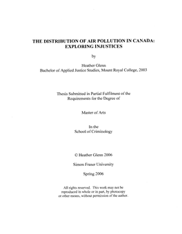 The Distribution of Air Pollution in Canada: Exploring Injustices