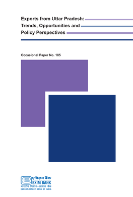 Exports from Uttar Pradesh: Trends, Opportunities and Policy Perspectives