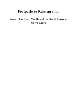 Armed Conflict, Youth and the Rural Crisis in Sierra Leone