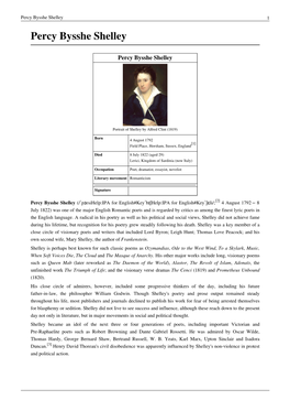 Percy Bysshe Shelley 1 Percy Bysshe Shelley