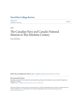 The Canadian Navy and Canada's National Interests in This Maritime