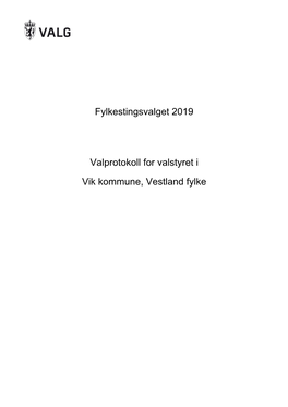 Valprotokoll for Valstyret I Vik Kommune, Vestland Fylke