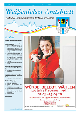 Weißenfelser Amtsblatt Amtliches Verkündigungsblatt Der Stadt Weißenfels