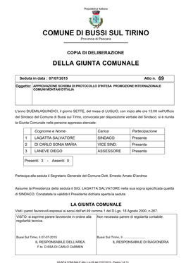 Della Giunta Comunale