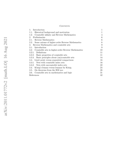 Arxiv:2011.01772V2 [Math.LO] 16 Aug 2021 ..Cutbest Nmteaisadlgc31 22 24 11 16 14 9 Logic and Mathematics in Zoo Sets References RM Countable the from Theorems 10 3.6