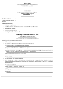 Intercept Pharmaceuticals, Inc. (Name of Registrant As Specified in Its Charter)
