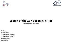 Search of the X17 Boson @ N Tof Carlo Gustavino, INFN Roma