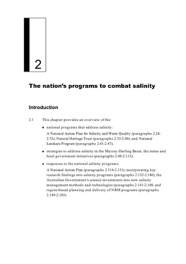 Chapter 2: the Nation's Programs to Combat Salinity