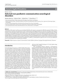 Selected Rare Paediatric Communication Neurological