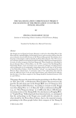 The Xia-Shang-Zhou Chronology Project Excavations of the Proto-Zhou Culture in Fengxi, Shaanxi