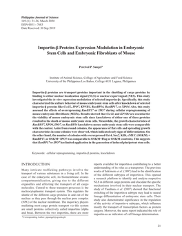 Importin-Β Proteins Expression Modulation in Embryonic Stem Cells and Embryonic Fibroblasts of Mouse