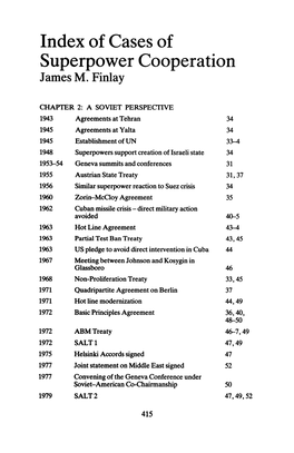 Index of Cases of Superpower Cooperation James M