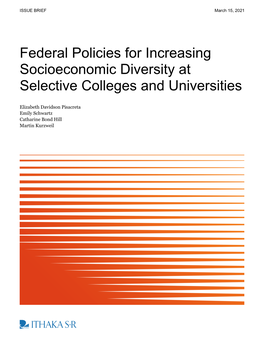 Federal Policies for Increasing Socioeconomic Diversity at Selective Colleges and Universities