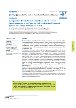 Comparative Evaluation of Immediate Effect of Root Instrumentation With