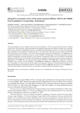 Integrative Taxonomic Review of the Genus Synopsia Hübner, 1825 in the Middle East (Lepidoptera: Geometridae: Ennominae)