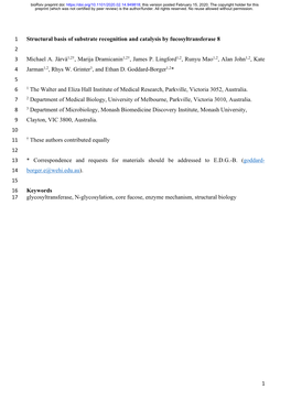 Structural Basis of Substrate Recognition and Catalysis by Fucosyltransferase 8 2 3 Michael A