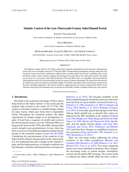 Atlantic Control of the Late Nineteenth-Century Sahel Humid Period