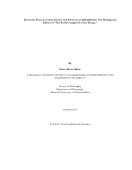 (E-Waste) Science and Advocacy at Agbogbloshie: the Making and Effects of “The World’S Largest E-Waste Dump.”