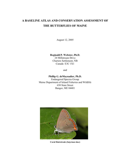 A Baseline Atlas and Conservation Assessment of the Butterflies of Maine
