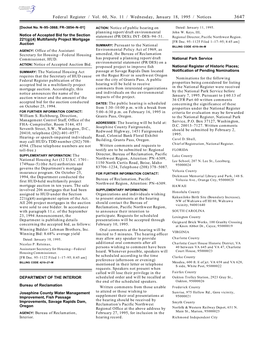 Federal Register / Vol. 60, No. 11 / Wednesday, January 18, 1995 / Notices 3647