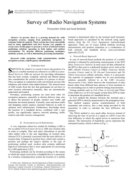 Survey of Radio Navigation Systems Przemysław Gilski and Jacek Stefański