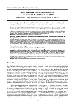 ON SOME NEW and INTERESTING FINDINGS of COLEOPTERA from PORTUGAL: I. H ISTERIDAE Israel De Faria E Silva*, Pedro Martins Da Silv