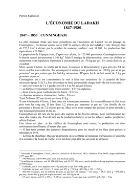 L'économie Du Ladakh 1847-1980