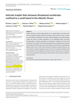 Intricate Trophic Links Between Threatened Vertebrates Confined to a Small Island in the Atlantic Ocean