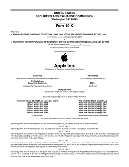 Apple Inc. (Exact Name of Registrant As Specified in Its Charter)