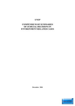 Unep Compendium of Summaries of Judicial Decisions in Environment Related Cases