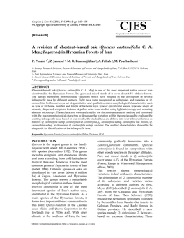 A Revision of Chestnut-Leaved Oak (Quercus Castaneifolia C. A. Mey.; Fagaceae) in Hyrcanian Forests of Iran