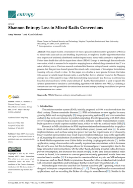 Shannon Entropy Loss in Mixed-Radix Conversions