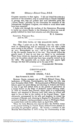 Edward Crane, F.G.S. Congress Excursion to That Region