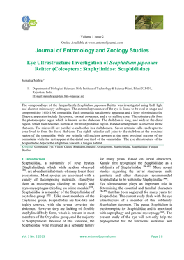 Journal of Entomology and Zoology Studies Eye Ultrastructure