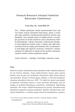 Osmancık Romanının Arketipsel Sembolizm Bakımından Çözümlenmesi