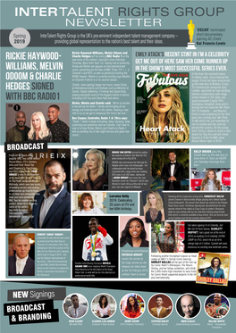 Intertalent Spring 2019 Newsletter