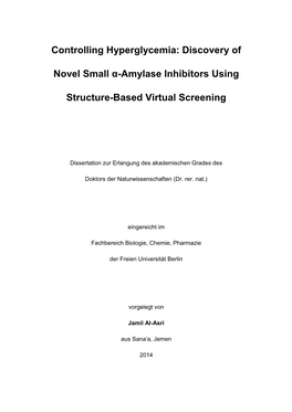 Discovery of Novel Small Α-Amylase Inhibitors Using Structure-Based