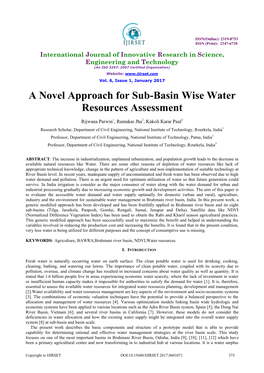 A Novel Approach for Sub-Basin Wise Water Resources Assessment