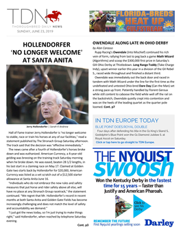 HOLLENDORFER &gt;NO LONGER WELCOME= at SANTA ANITA